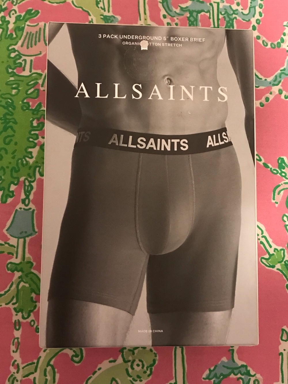 AllSaints 2 Pk Underground 5” gray Boxer Briefs Organic Cotton stretch size smal